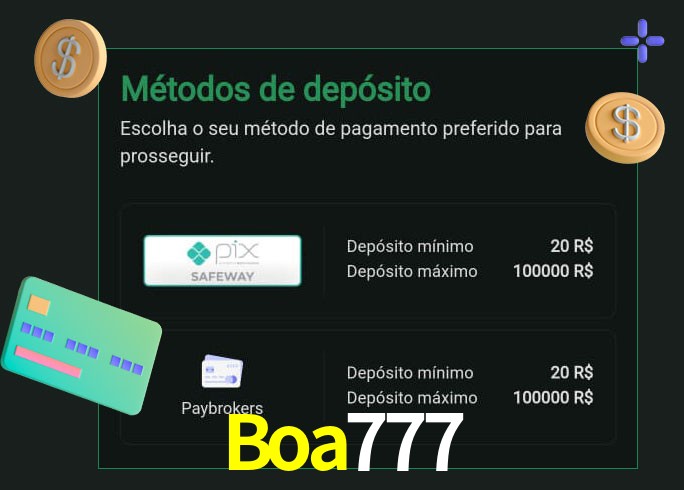 O cassino Boa777 oferece uma grande variedade de métodos de pagamento